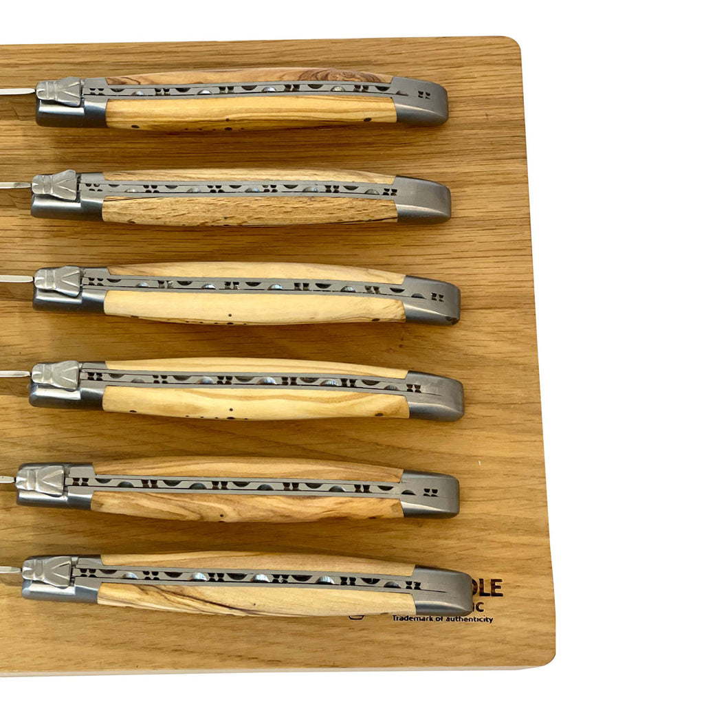 Laguiole en Aubrac Handcrafted 6-Piece Steak Knife Set with Olivewood Handles