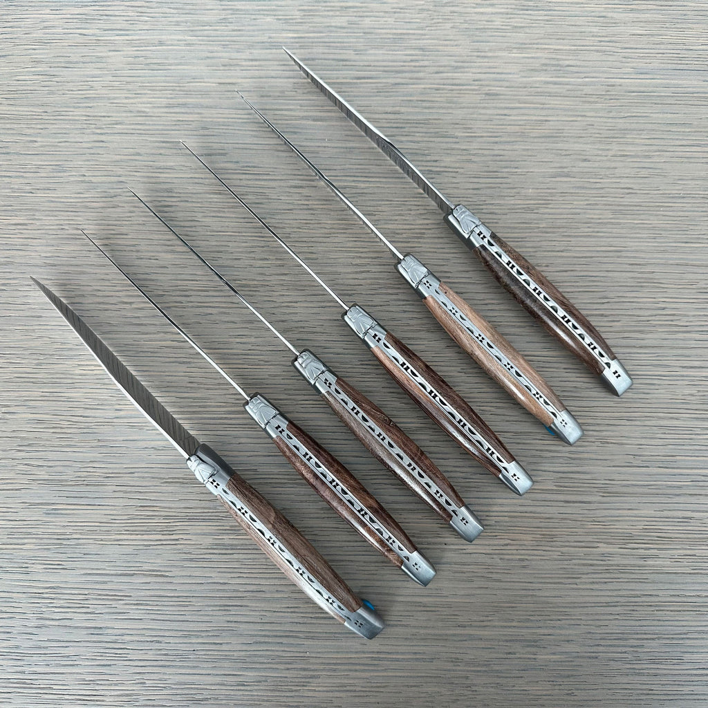 Laguiole en Aubrac Handcrafted 6-Piece Steak Knife Set with Grapevine Wood Handles