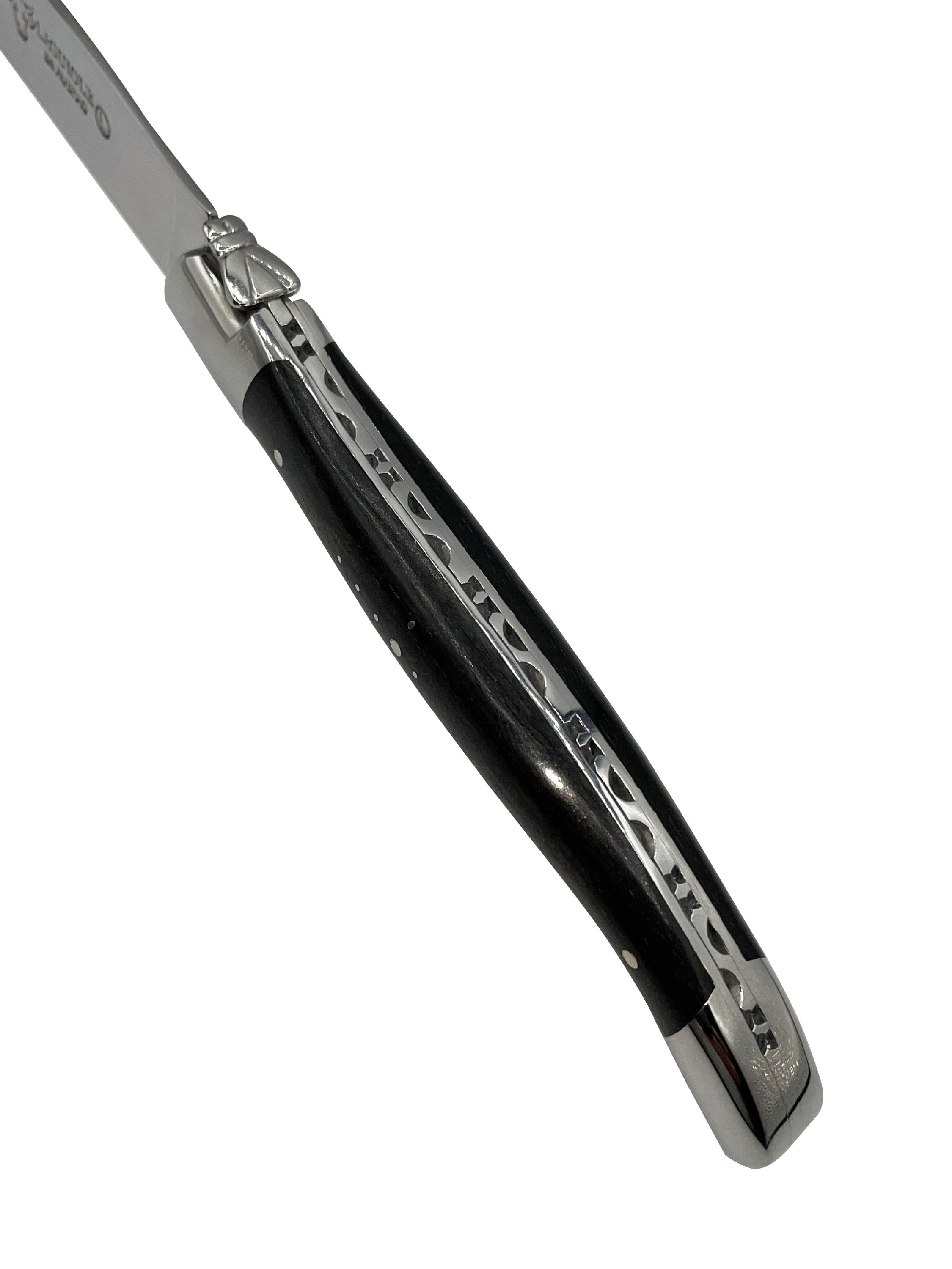 Laguiole en Aubrac Handcrafted 6-Piece Steak Knife Set with Ebony Handles, Polished Bolsters