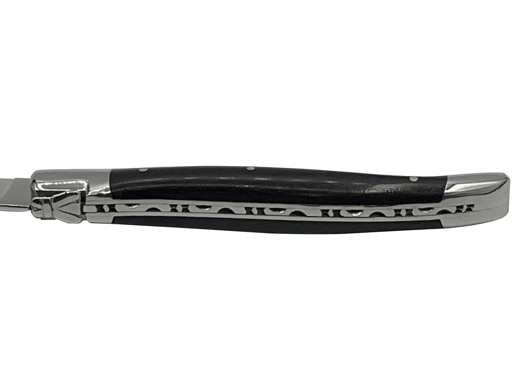 Laguiole en Aubrac Handcrafted 6-Piece Steak Knife Set with Ebony Handles, Polished Bolsters