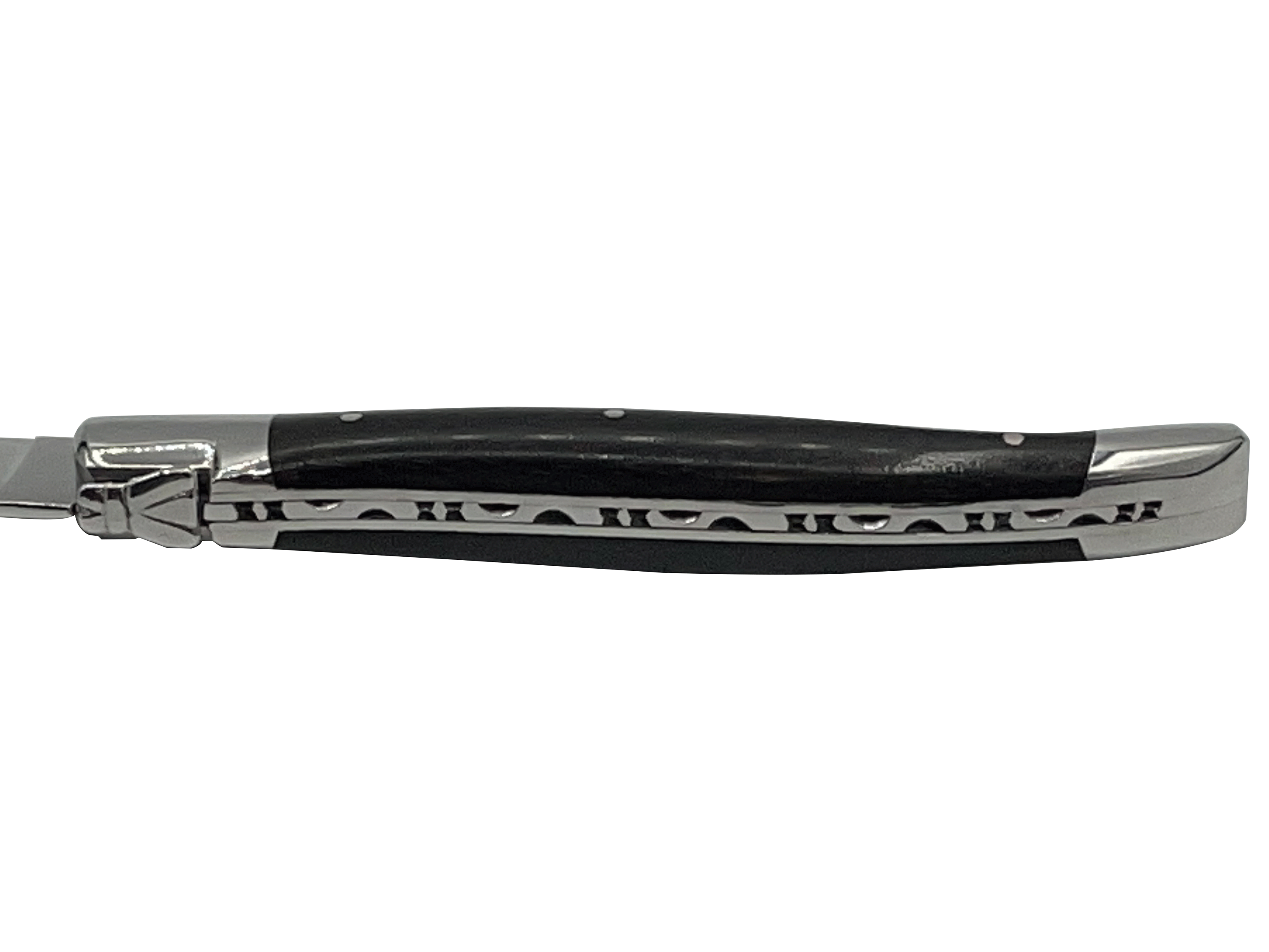 Laguiole en Aubrac Handcrafted 6-Piece Steak Knife Set with Ebony Handles, Polished Bolsters