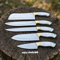 5-Piece J2 Stainless Kitchen Knife Set – Alpine White Handles