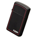 Zippo Slim Red Border, Black Matte Lighter #1618ZB