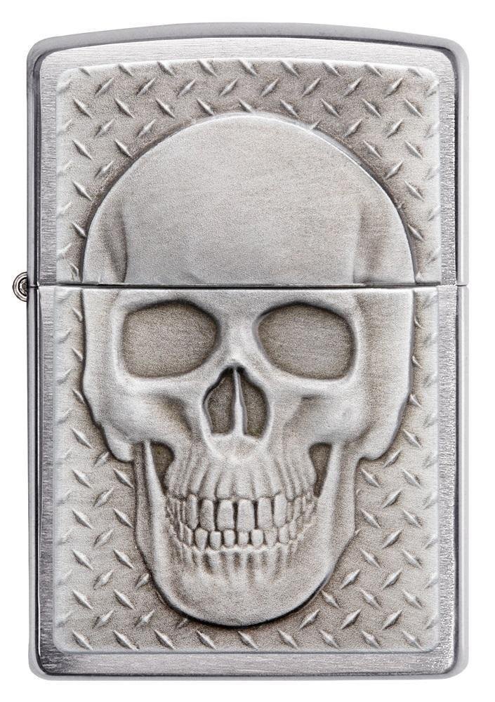 Zippo Skull With Brain Surprise, Brushed Chrome Lighter #29818