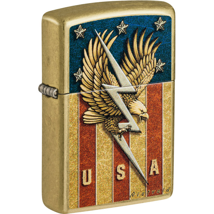 Zippo Rietveld USA Eagle, Street Brass Lighter #47110