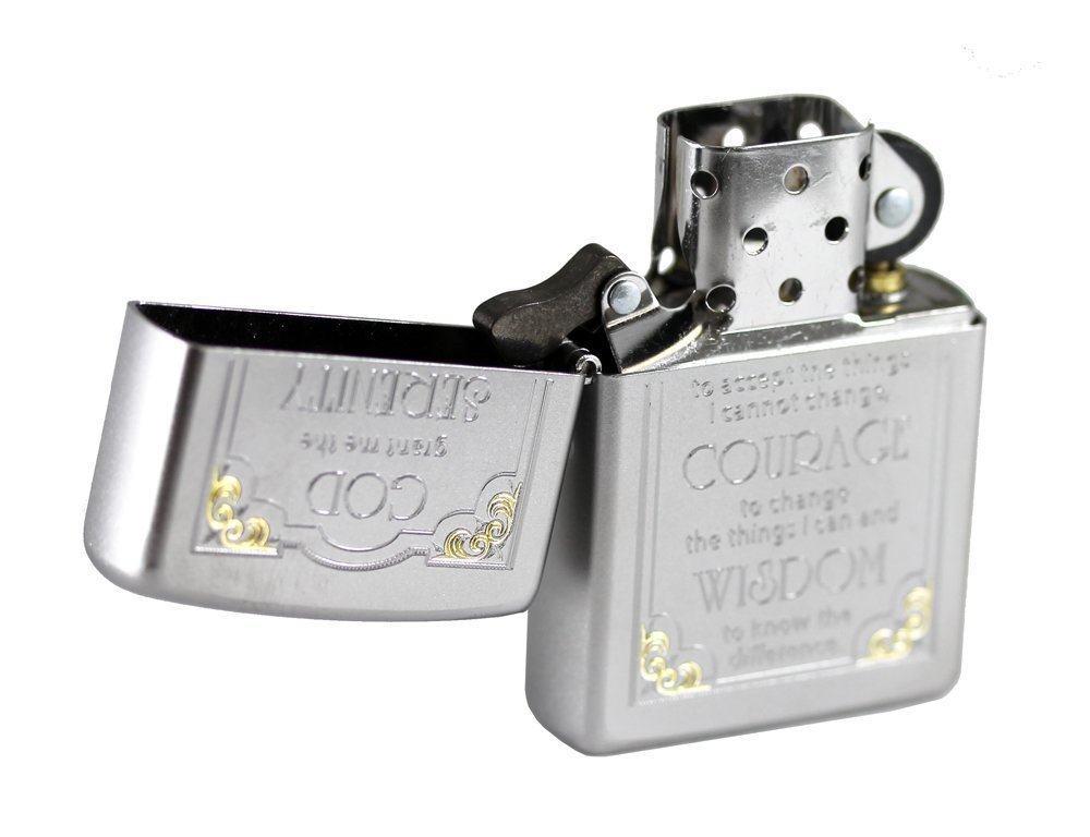 Zippo Serenity Prayer, Satin Chrome Lighter #28458