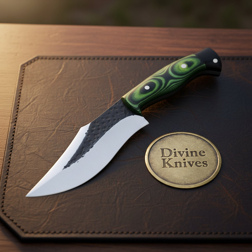 Forged Clip Point Green Skinner with Green Handle