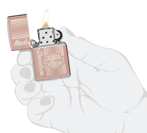 Zippo Harley-Davidson, High Polish Rose Gold Lighter #48992