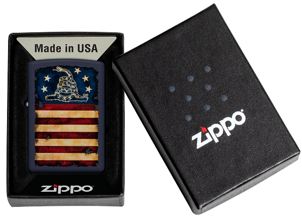 Zippo Don\'t Tread On Me Flag, Navy Matte Lighter #48554