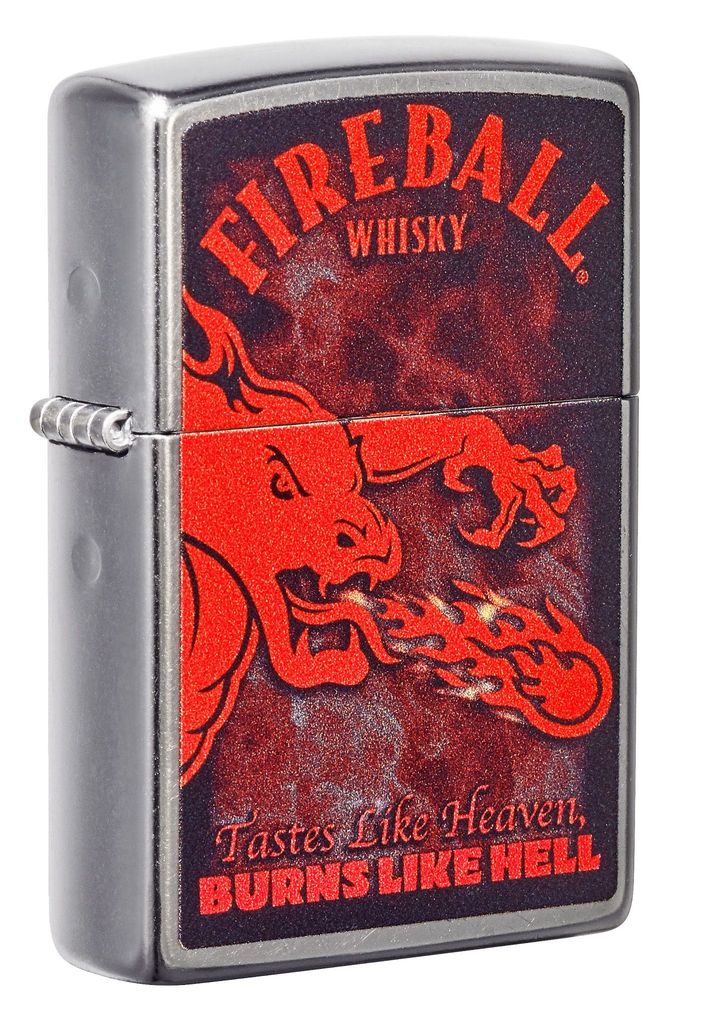 Zippo Fireball Whisky Taste Like Heaven Burns Like Hell, Street Chrome Lighter #49308