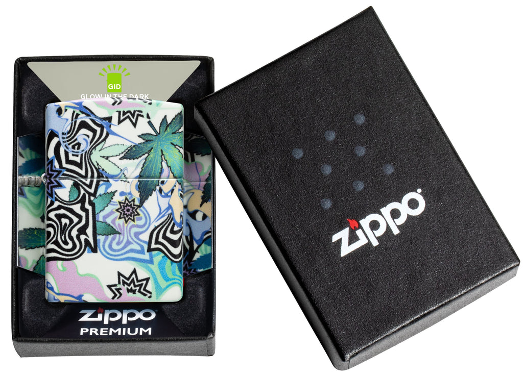Zippo Abstract Cannabis 540°, Glow-in-the-Dark Lighter #46562