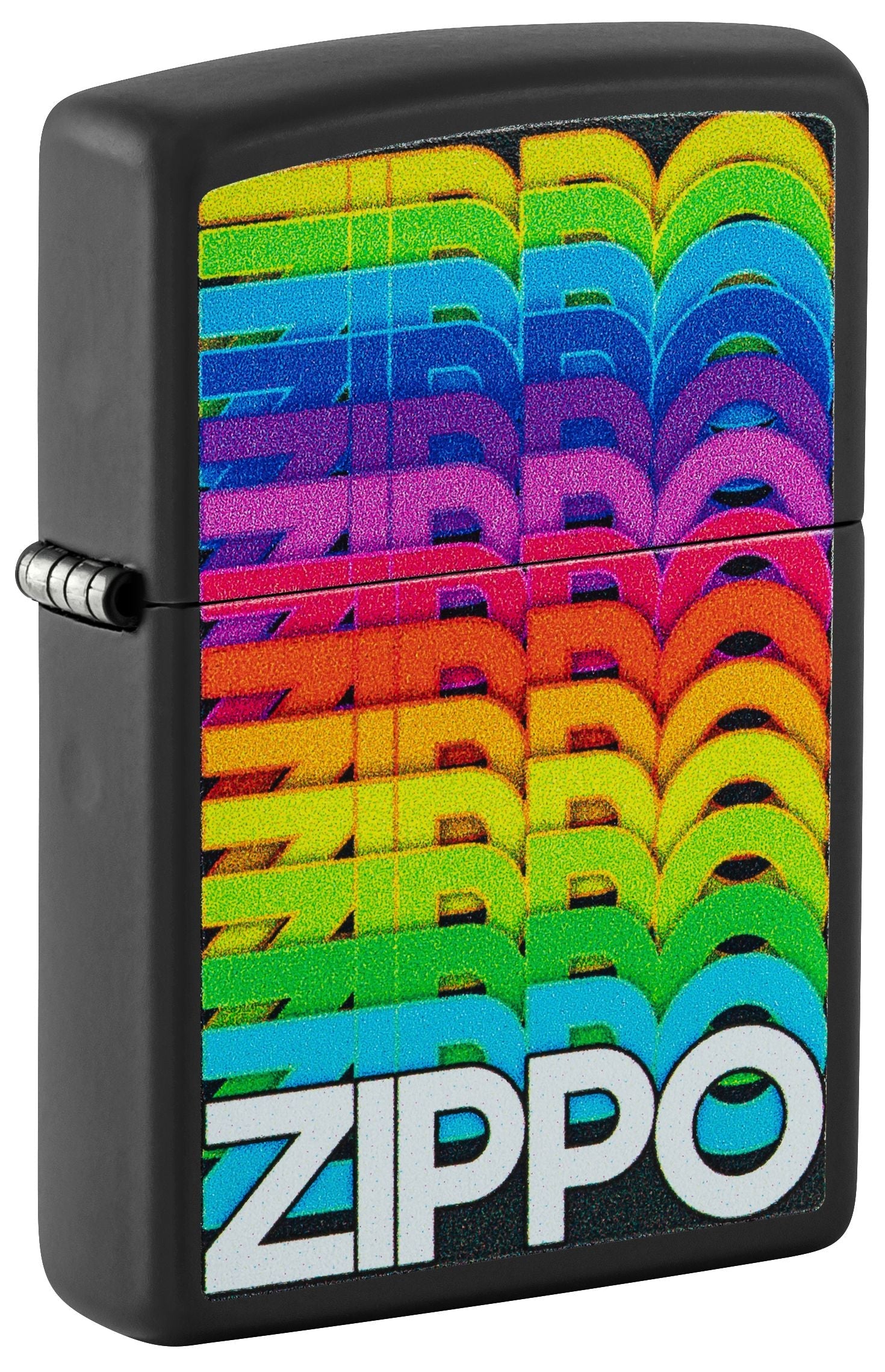 Zippo Rainbow Logo, Black Matte Lighter #46234
