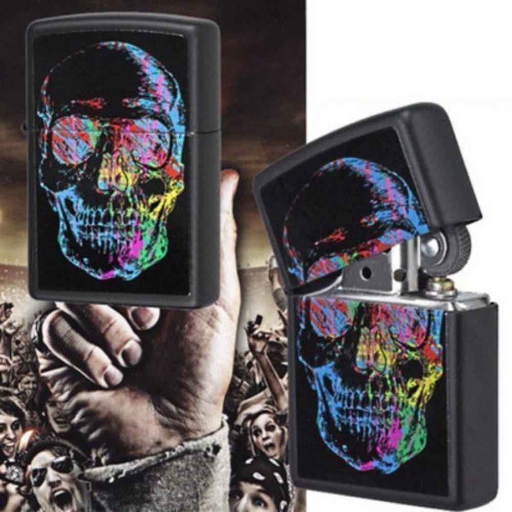Zippo Colorful Skull, Black Matte Lighter #28042