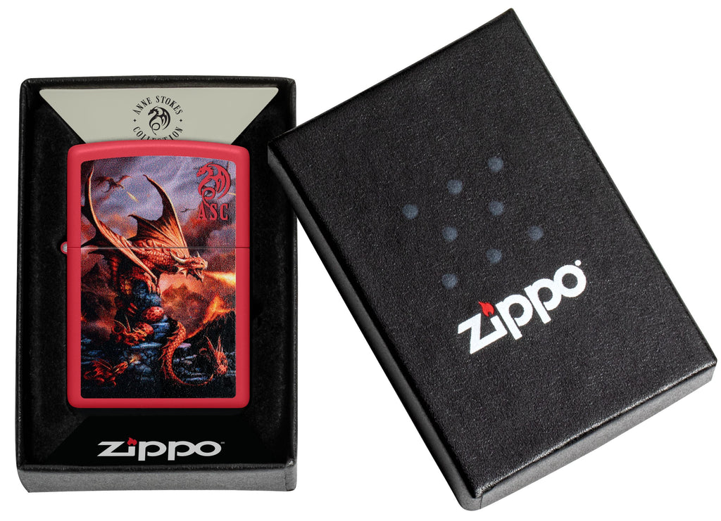 Zippo Anne Stokes Fire Dragon, Red Matte Lighter #46690