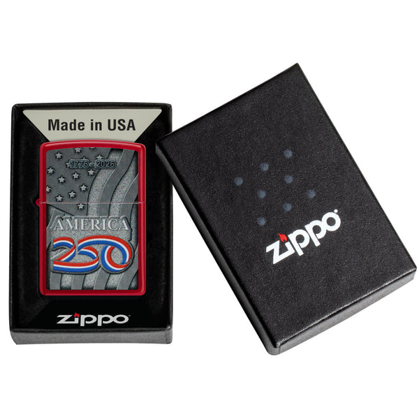 Zippo America 250, Candy Apple Red Collectible Lighter #47290