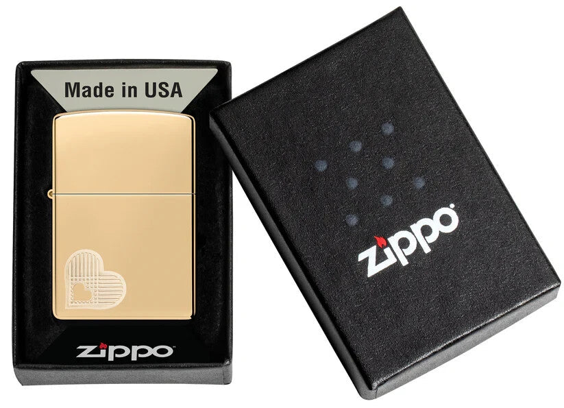 Zippo Heart Love and Peace, High Polish Brass Lighter #46281
