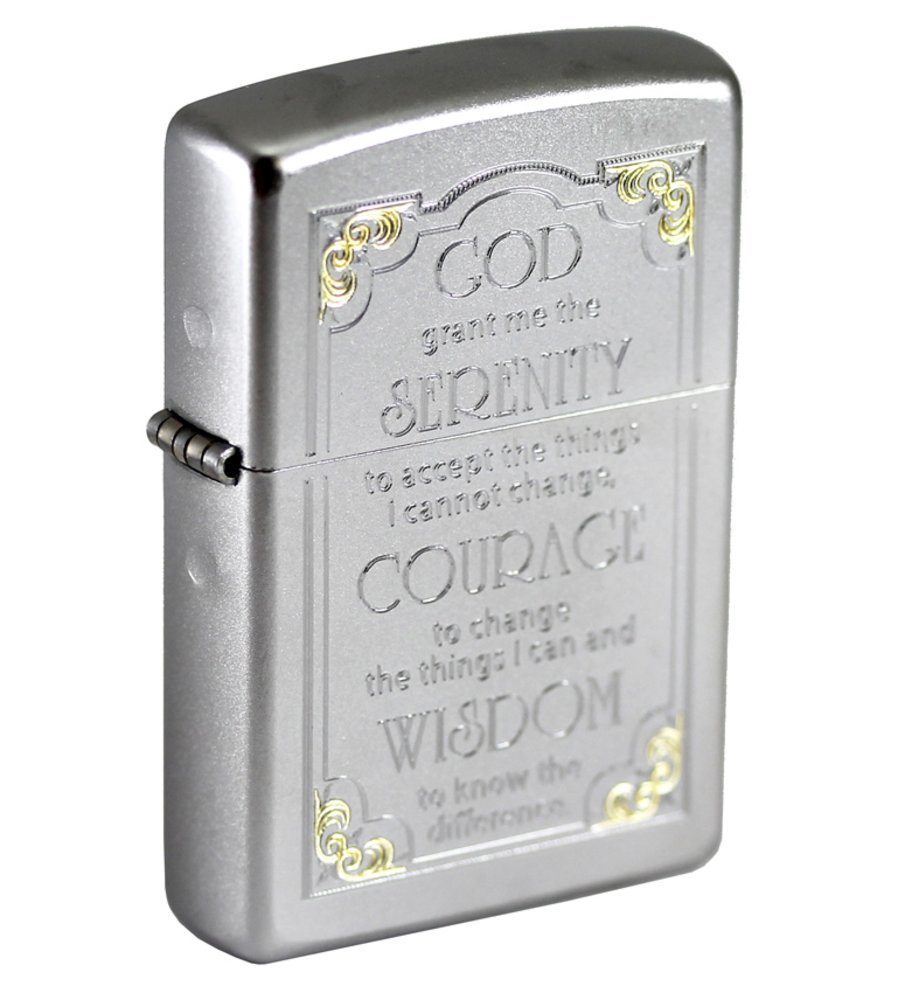Zippo Serenity Prayer, Satin Chrome Lighter #28458
