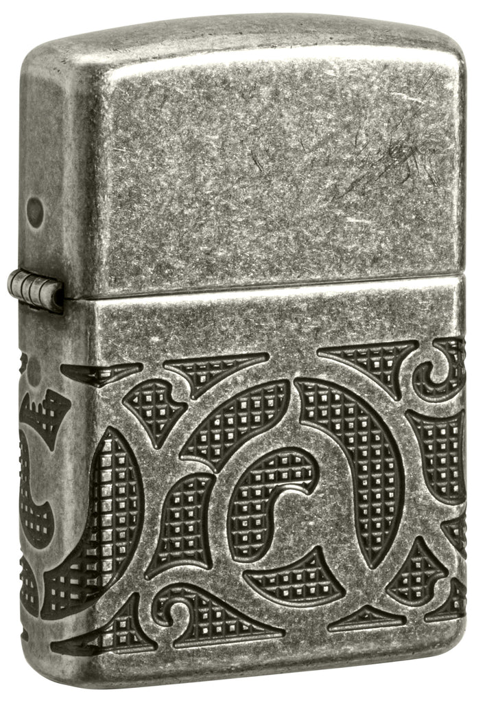 Zippo Armor Pattern MultiCut, Antique Silver Lighter #49290