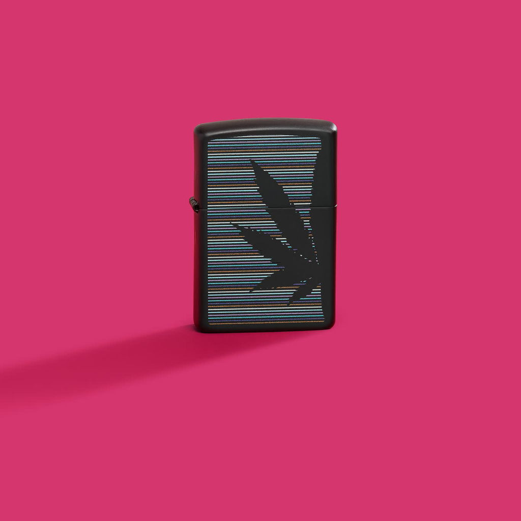 Zippo Cannabis Pinstripes, Black Matte Lighter #48927