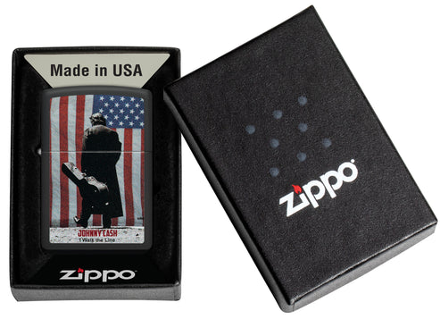 Zippo Johnny Cash I Walk The Line USA, Black Matte Lighter #46166