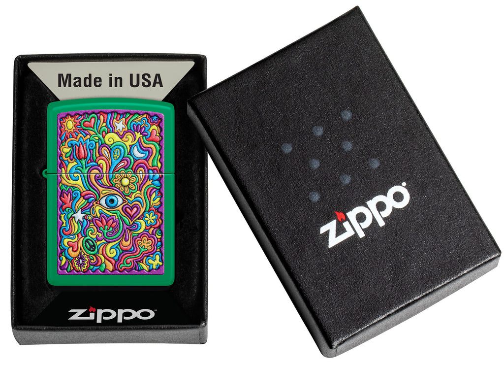 Zippo Trippy, Grass Green Matte Lighter #48957