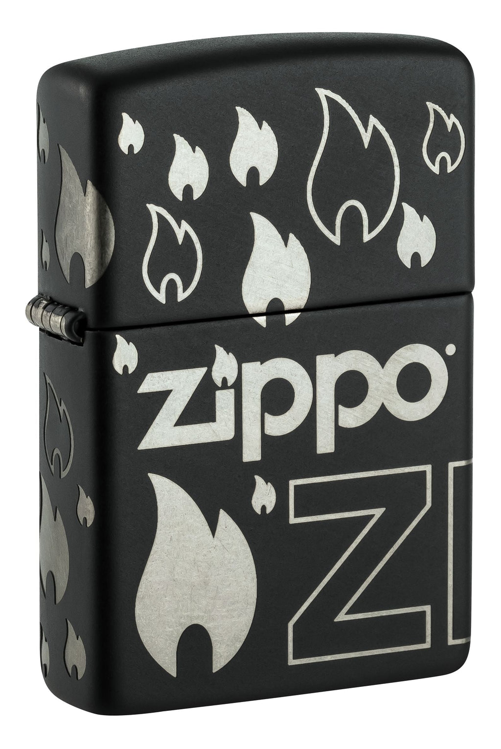 Zippo Flame Icon and Logo, Black Matte Lighter #48908