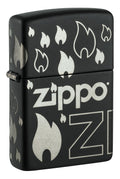 Zippo Flame Icon and Logo, Black Matte Lighter #48908