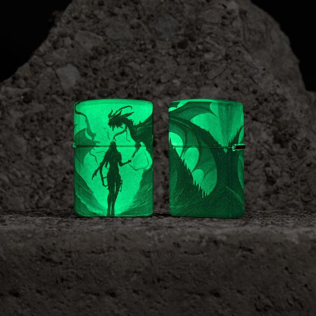 Zippo Glowing Dragon Glow-in-the-Dark, 540° Color Lighter #46130