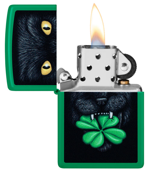 Zippo Feline Lucky, Grass Green Matte Lighter #46721