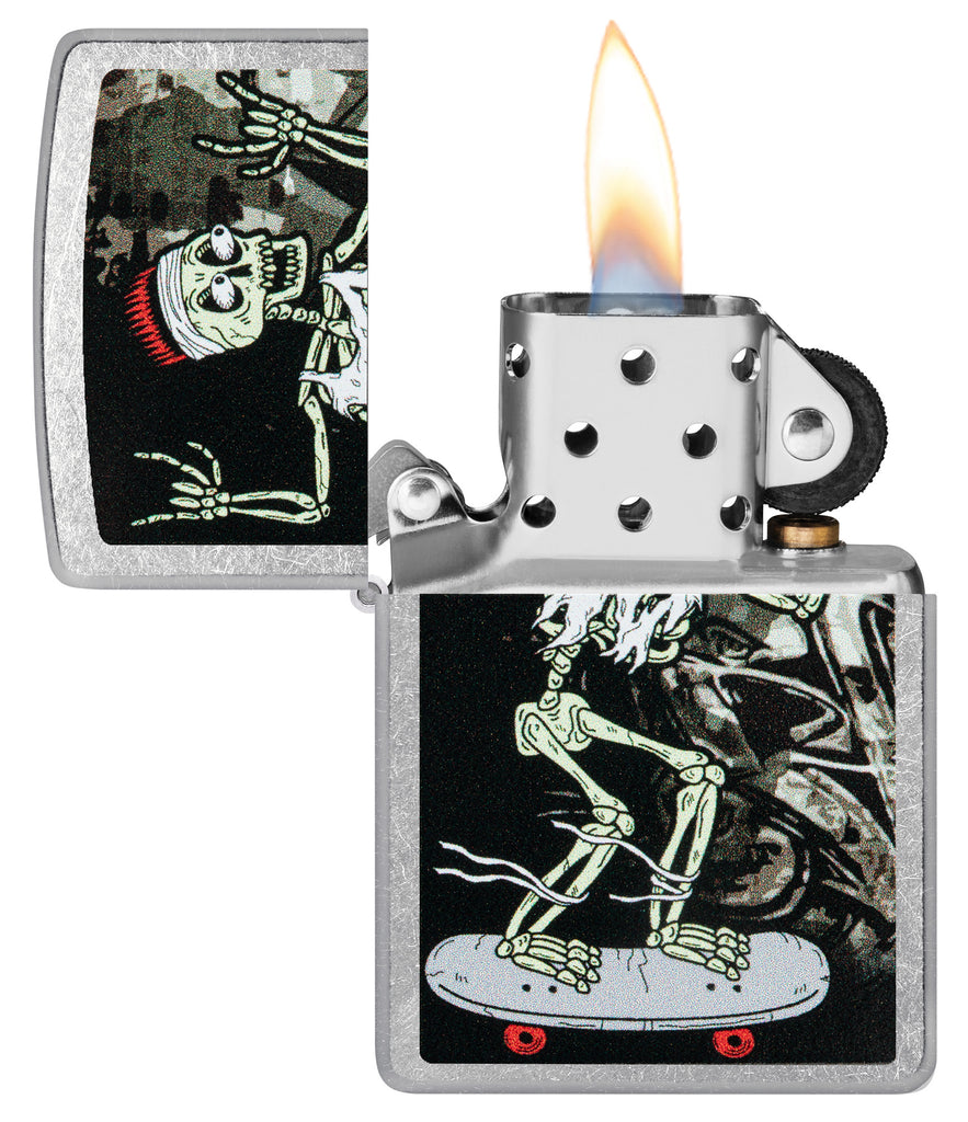 Zippo Skateboard Skeleton, Street Chrome Lighter #48911