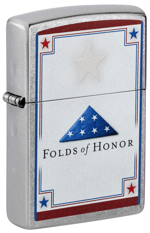Zippo Folds of Honor Logo, Street Chrome Lighter #46768