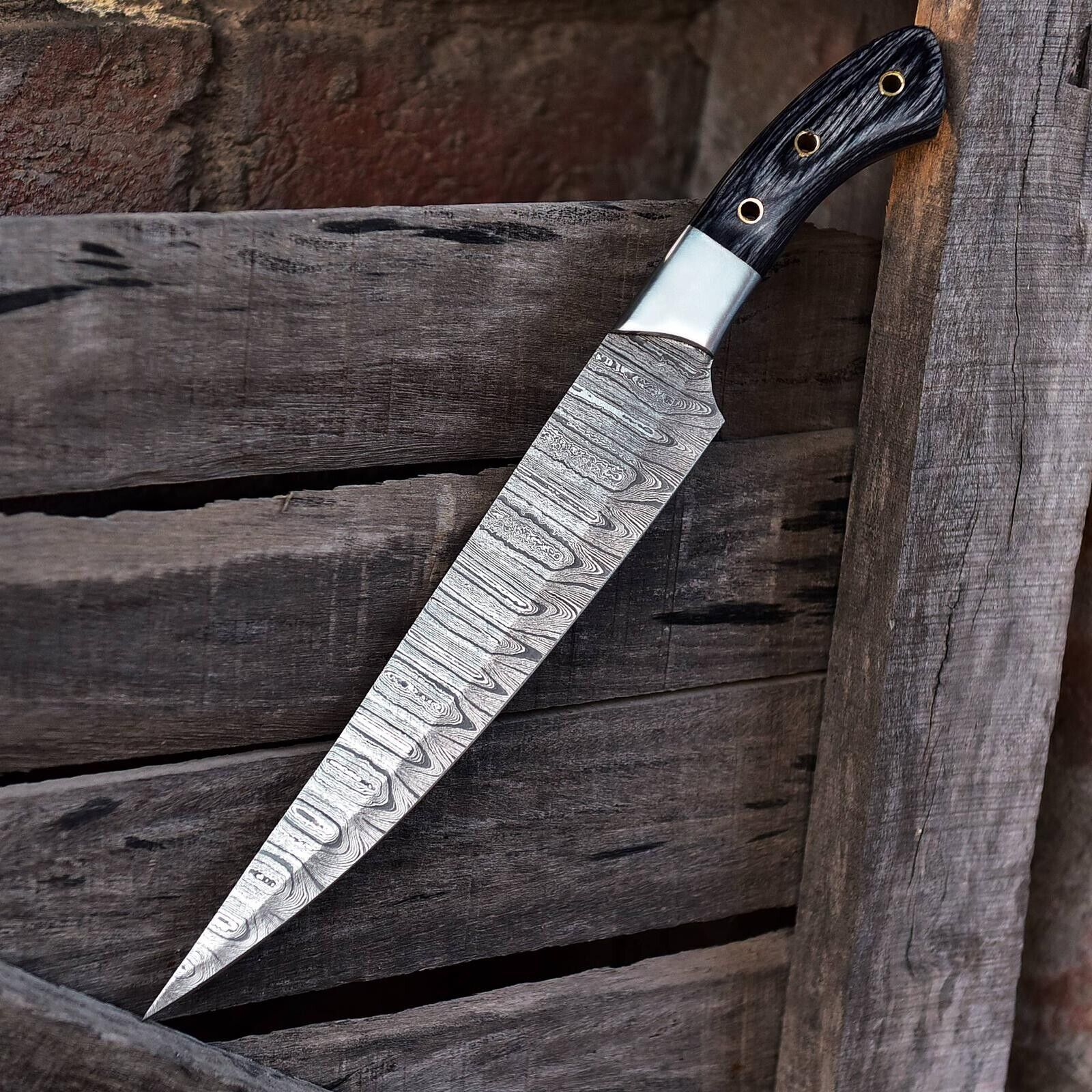 Damascus Steel Best Chef Knife – 7" Custom Handmade with Pakkawood Handle