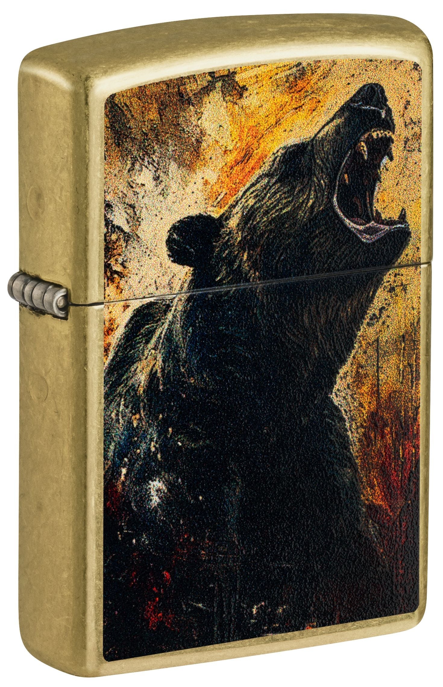 Zippo Roaring Bear, Street Brass Lighter #46695