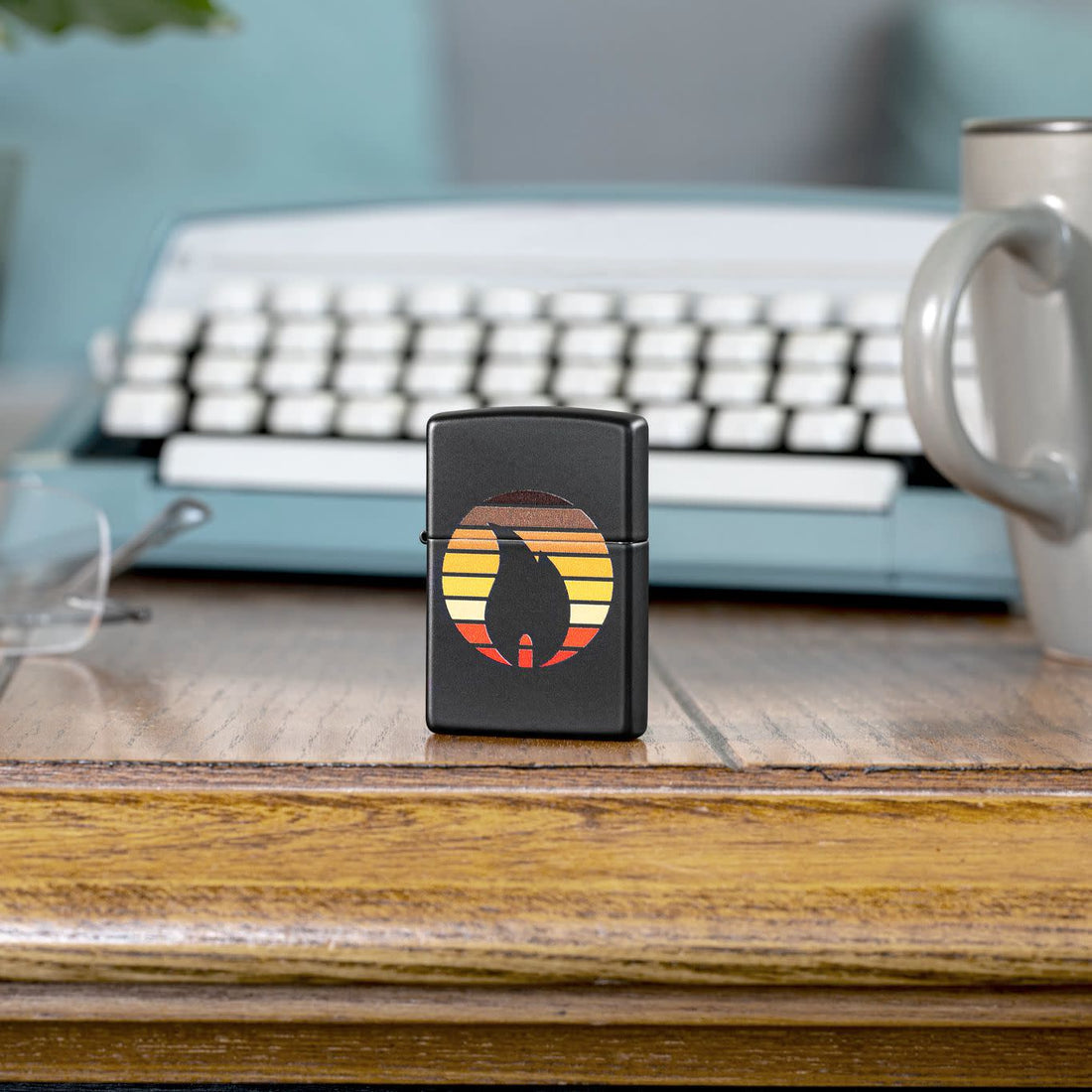 Zippo Colorblock Zippo Flame, Black Matte Lighter #46168