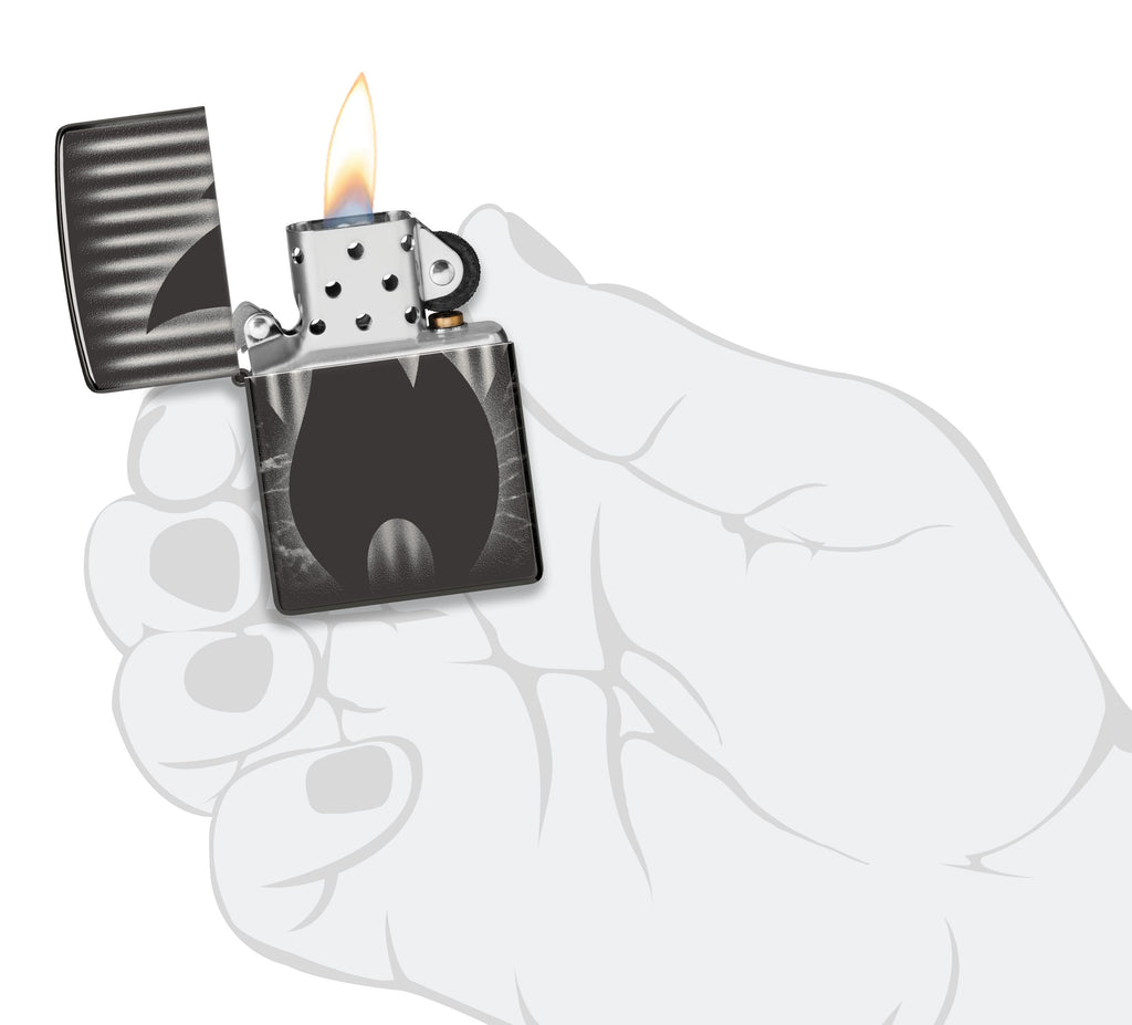 Zippo Flame Logo Photo Image 360°, High Polish Black Lighter #48738