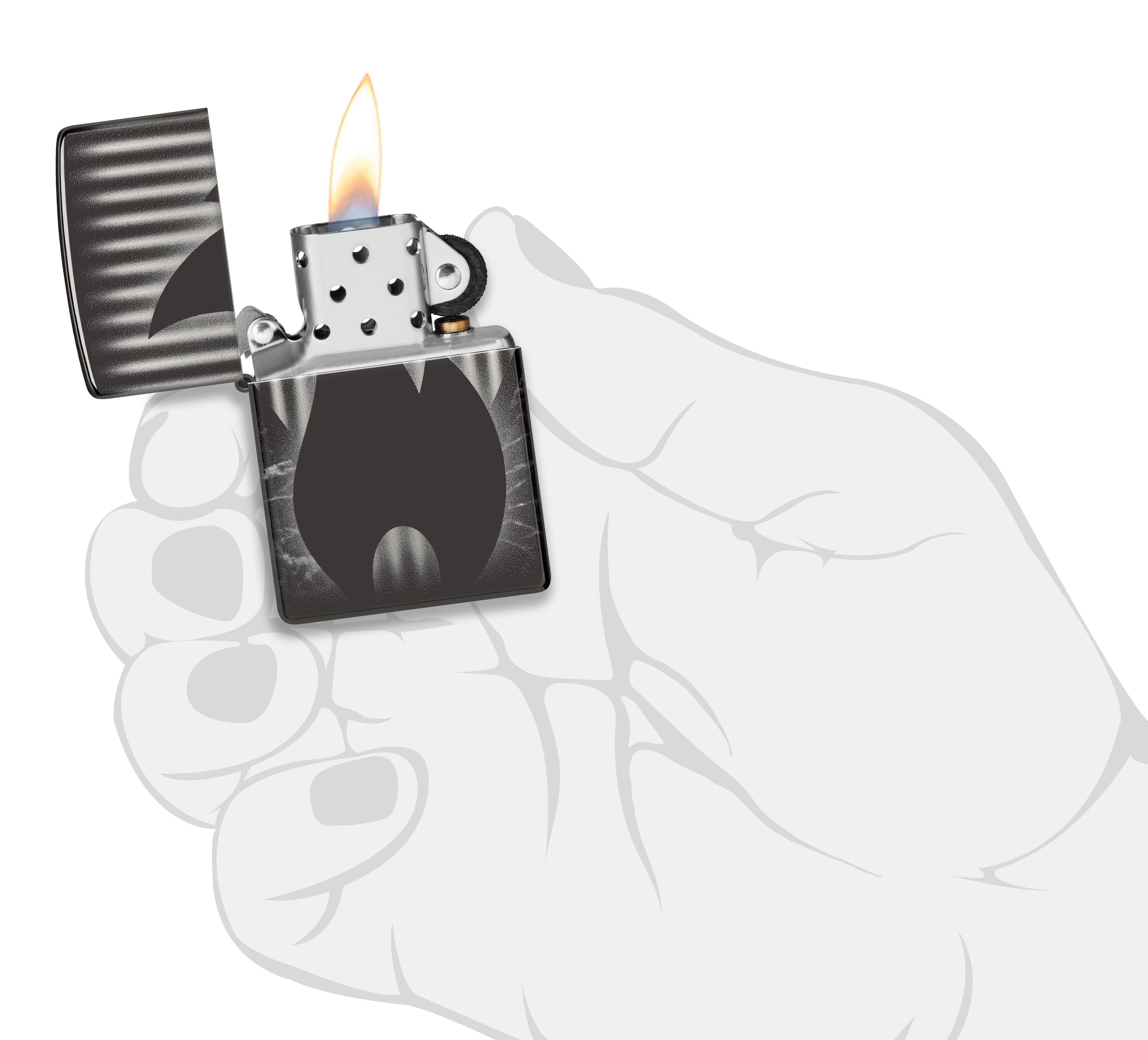 Zippo Flame Logo Photo Image 360°, High Polish Black Lighter #48738