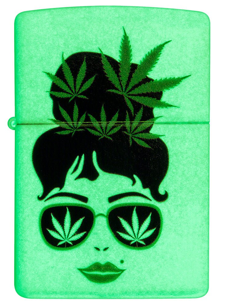 Zippo Cannabis Girl Glow-In-The-Dark Design, Windproof Lighter #49837