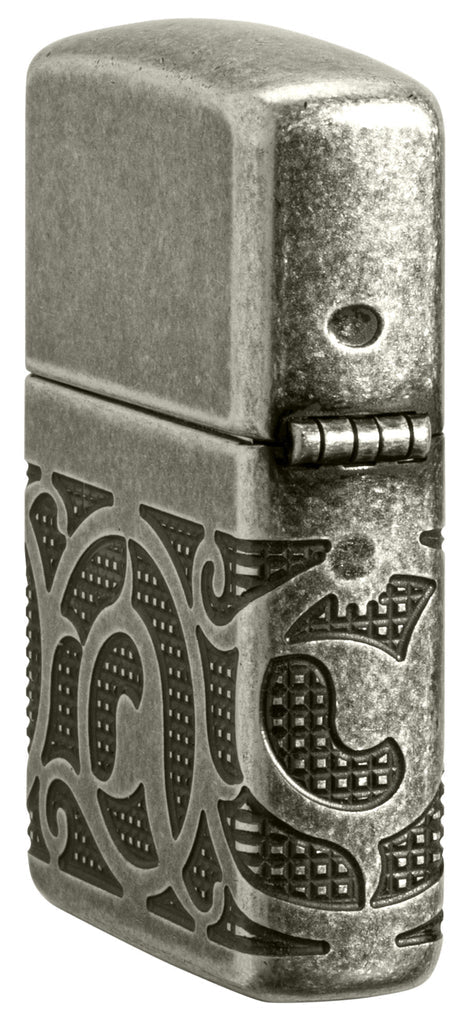 Zippo Armor Pattern MultiCut, Antique Silver Lighter #49290