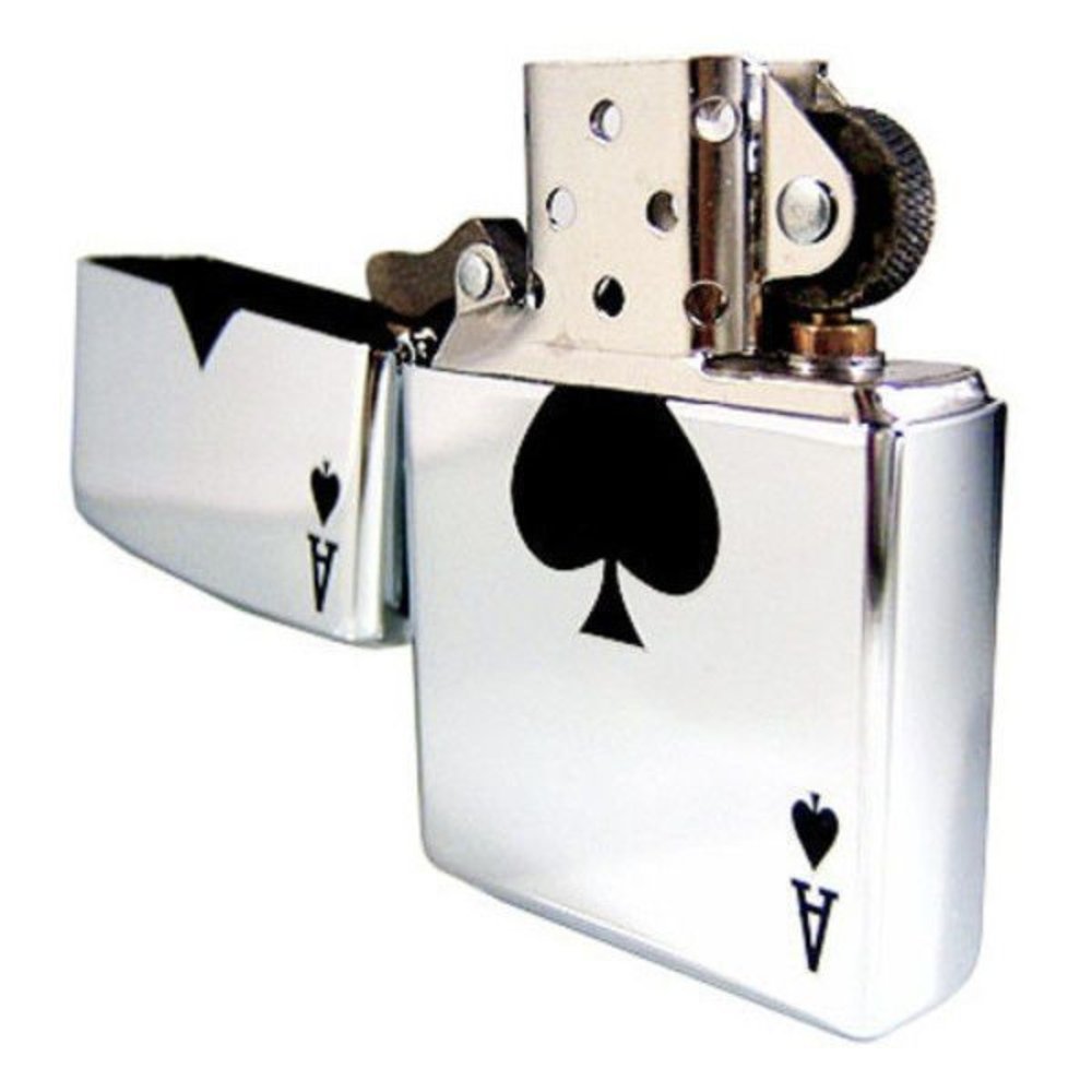 Zippo Lucky Ace Of Spades, High Polish Chrome Lighter #24011