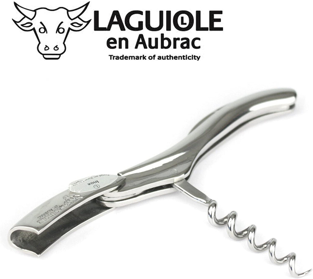 Handcrafted Sommelier Corkscrew Wine Opener with Polished Stainless Steel Handle by Laguiole en Aubrac