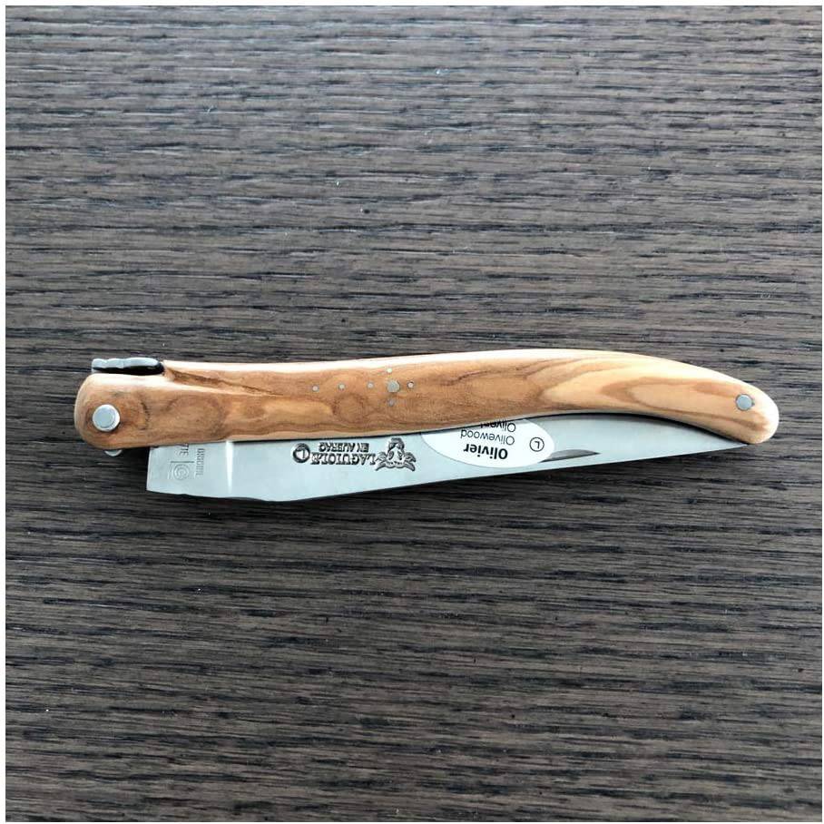 Laguiole en Aubrac Handcrafted Plated Multipurpose Knife, Full Olivewood Handle, 4.75 inches