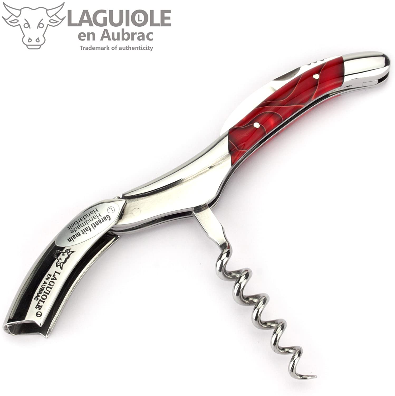 Handcrafted Sommelier Waiter's Corkscrew with Marshmallow Red Handle by Laguiole en Aubrac
