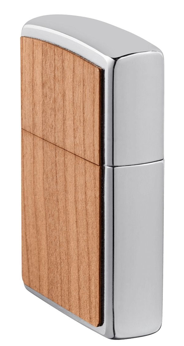 Zippo WOODCHUCK USA Cherry Wood Emblem, Brushed Chrome Lighter #49462