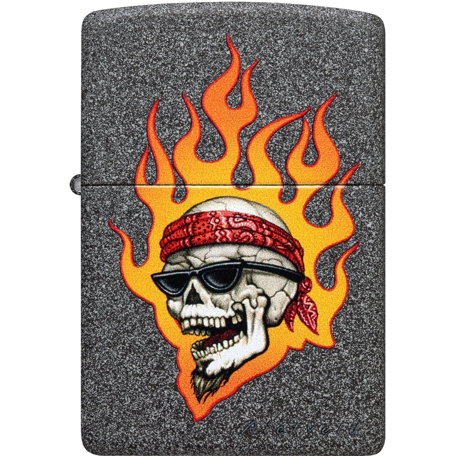 Zippo Rietveld Flaming Skull, Iron Stone Lighter #46933