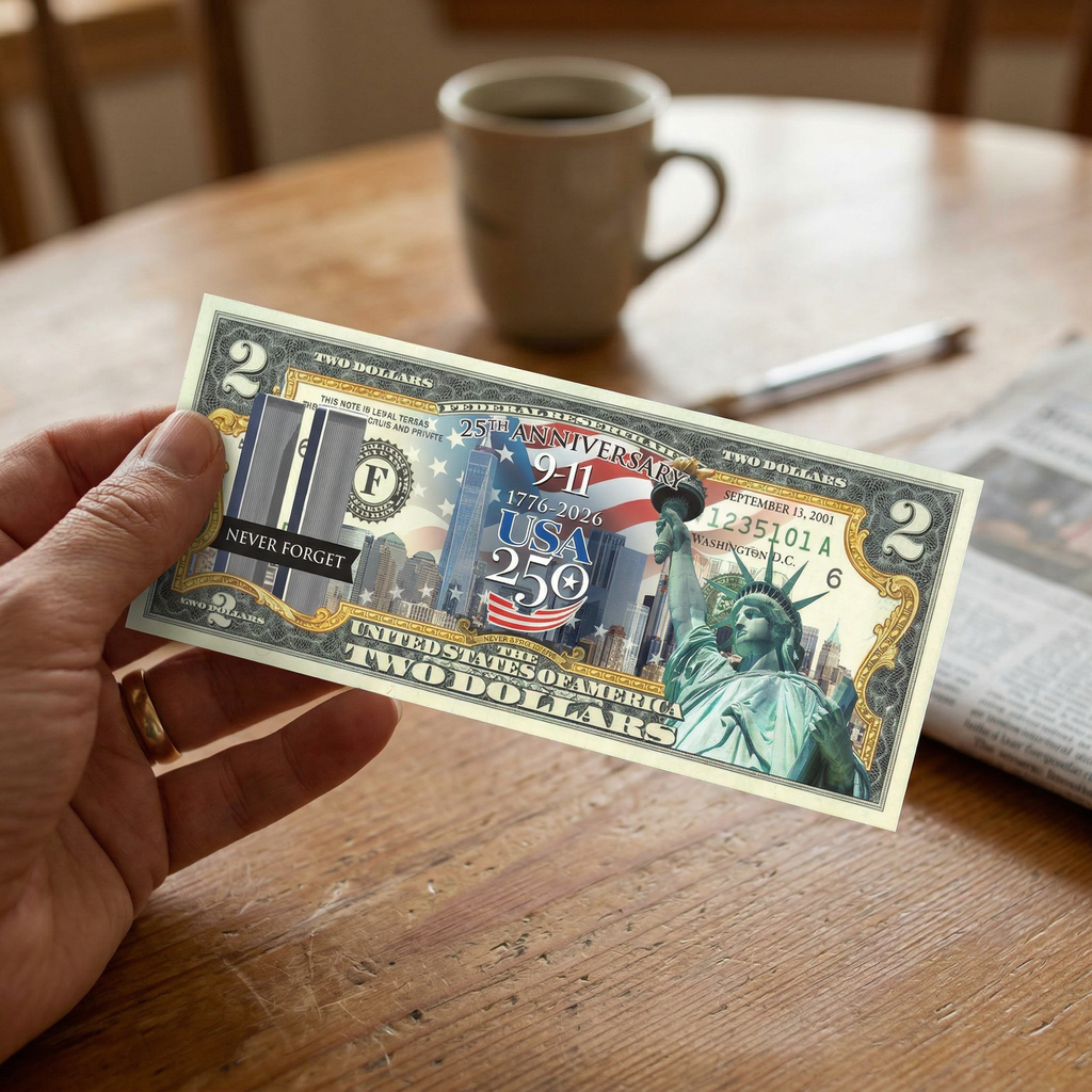9/11 25th + America's 250th Anniversary Commemorative $2 Bill
