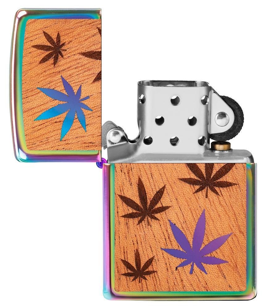 Zippo WOODCHUCK USA Cannabis Leaves, High Polish Spectrum Lighter #29903