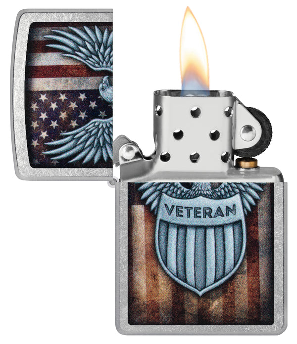 Zippo Veteran Crest, Street Chrome Lighter #46824