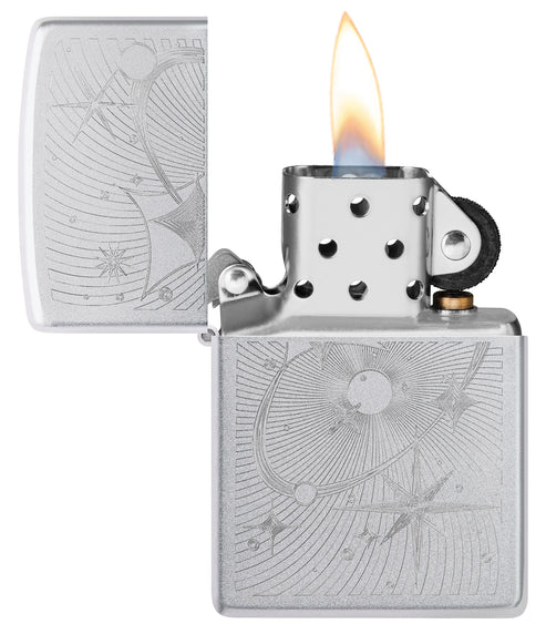 Zippo Atomic Cosmos, Satin Chrome Lighter #46724