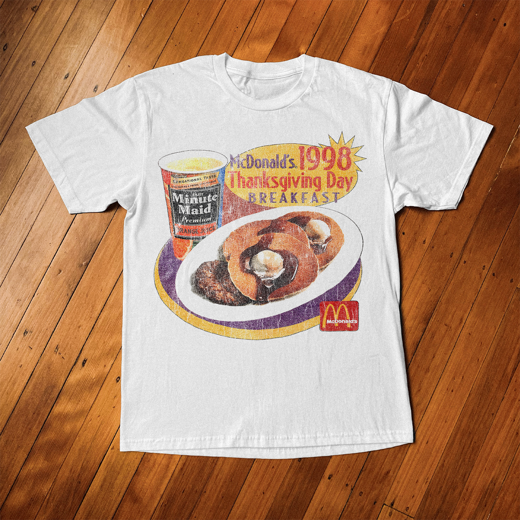 1998 Thanksgiving Breakfast Promo White Vintage Wash T-Shirt