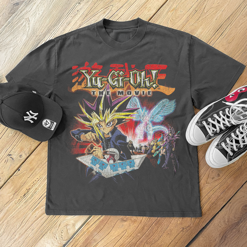 Black Yu-Gi-Oh! The Movie T-Shirt by Parallel featuring a graphic design, casual fit, and comfortable cotton fabric.